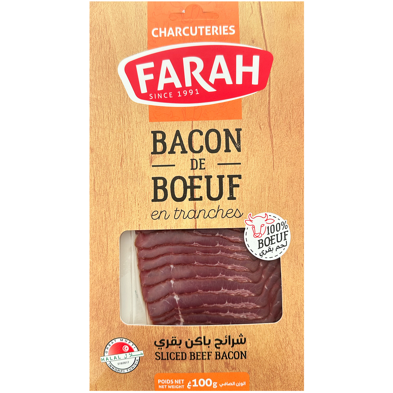 BACON DE BOEUF FUME EN TRANCHE 500G FARAH